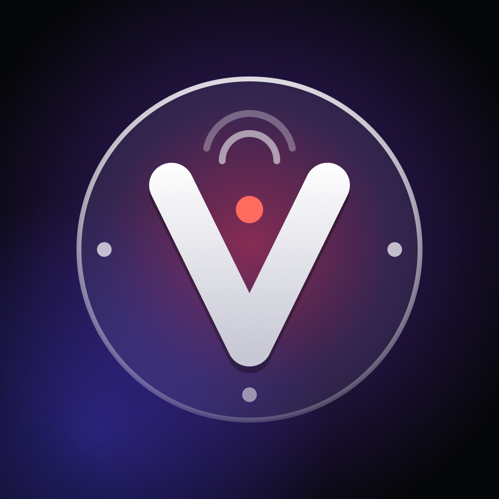Vymote app icon: a V inside the ring of a remote’s clickpad