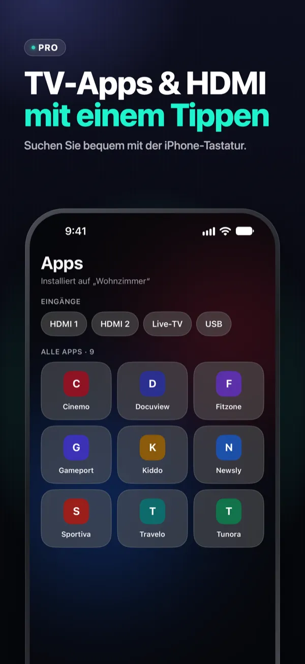 TV-Apps & HDMI mit einem Tippen – TV-Apps und HDMI-Eingänge