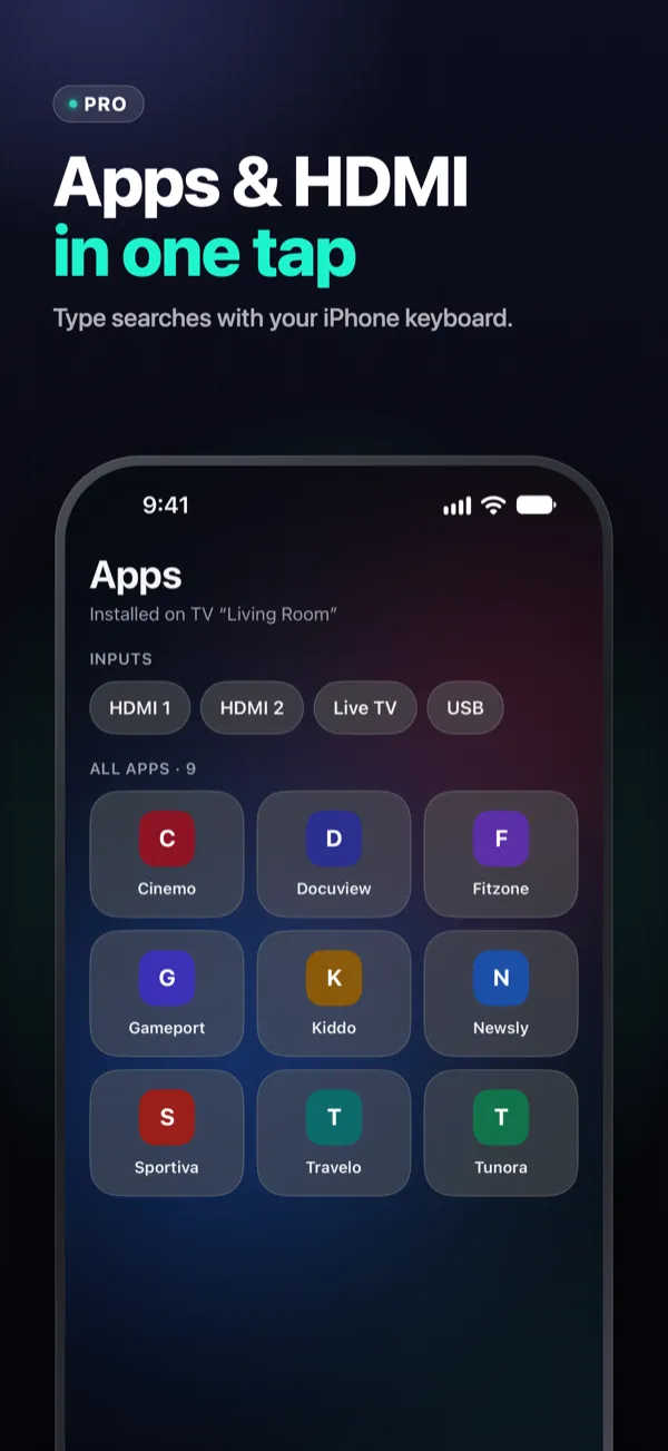 App Store screenshot 4: TV apps and HDMI inputs in one tap