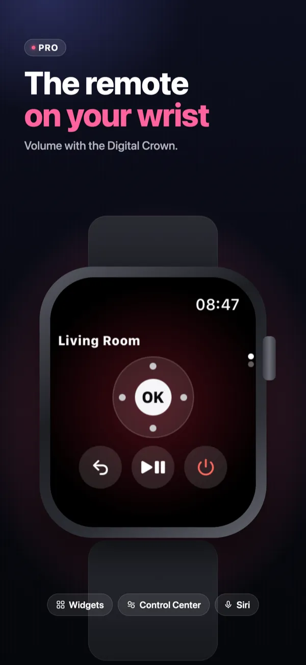App Store screenshot 6: The remote on your wrist — Vymote on Apple Watch