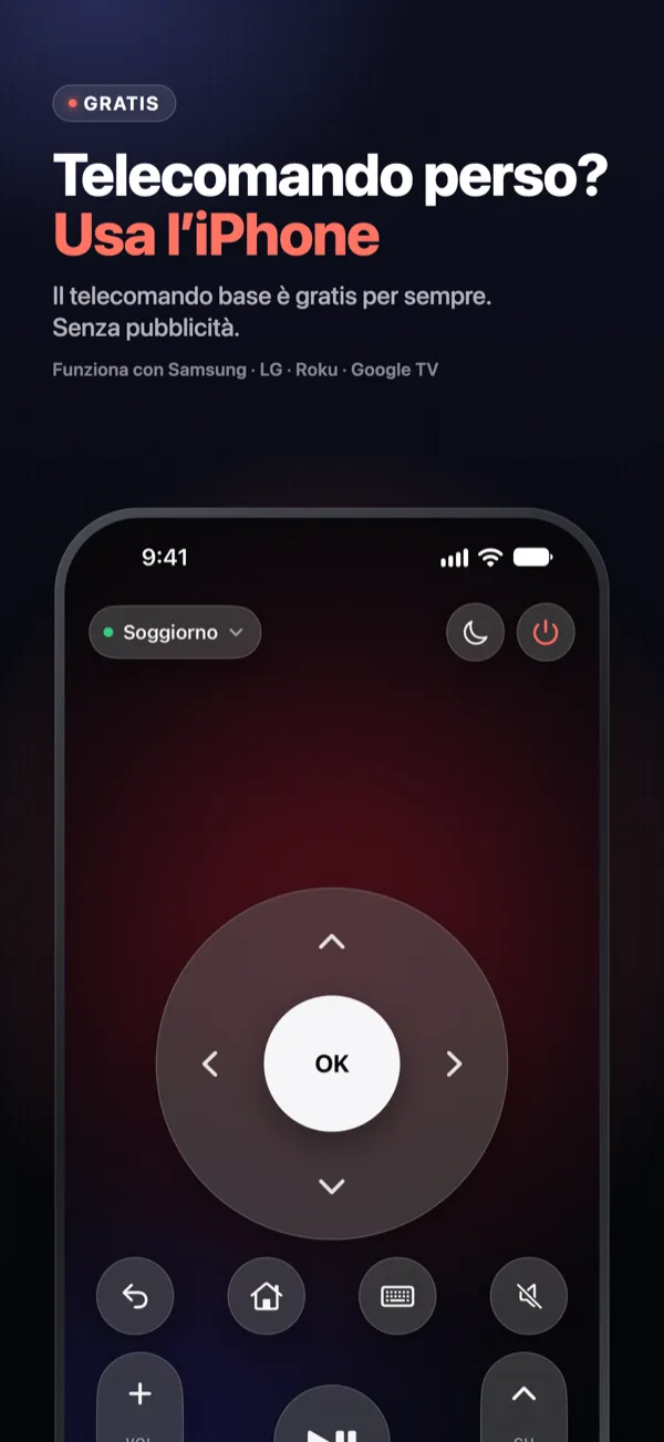 Telecomando perso? Usa l’iPhone — il telecomando Vymote con touchpad, OK, volume e canali