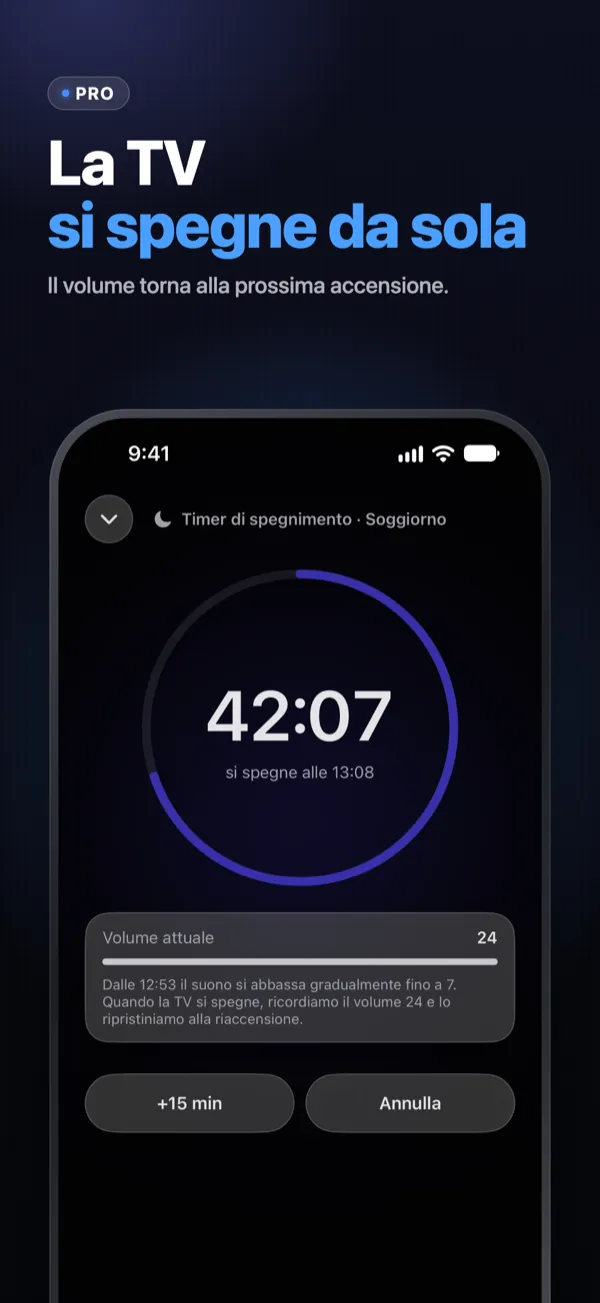 La TV si spegne da sola — il timer di spegnimento fa il conto alla rovescia di notte