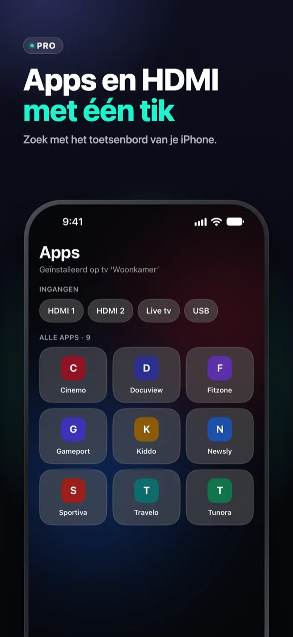 Apps en HDMI met één tik — tv-apps en HDMI-ingangen