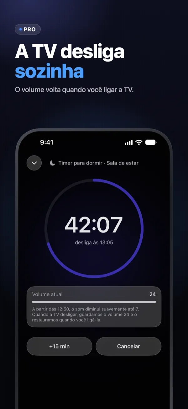 A TV desliga sozinha — a contagem regressiva do timer durante a noite