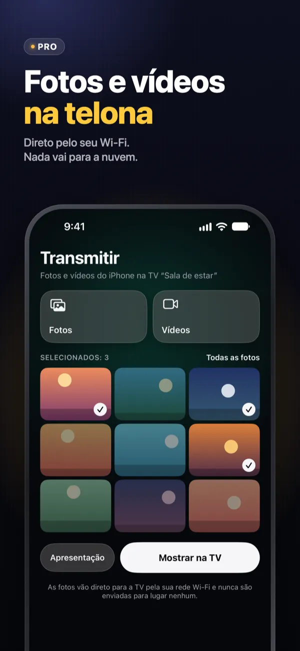 Fotos e vídeos na telona — do iPhone direto para a TV pelo Wi‑Fi
